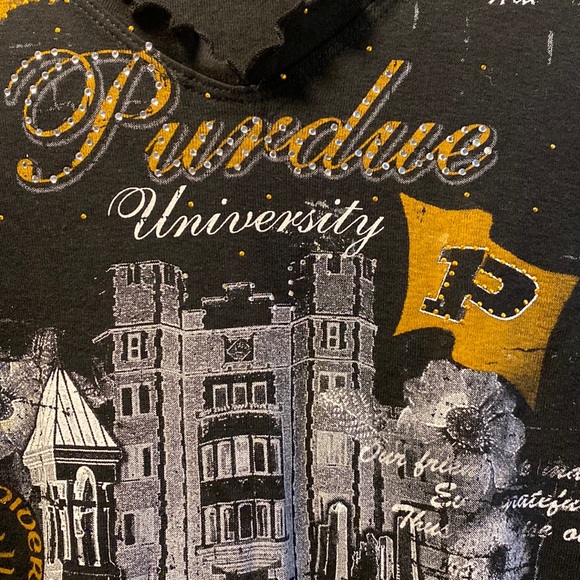 Y2K P. Michael Purdue University Lettuce Hem Top - Picture 2 of 7